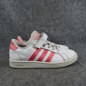 Adidas Shoes Kids 2 Casual Sneakers Grand Court Trainer Pink Glitter Stripes